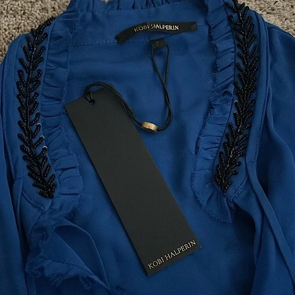 Kobi Halperin NWT Royal Blue Margo Long Sleeve Blouse Shirt Top **Size S** 💙💙 - Picture 5 of 6